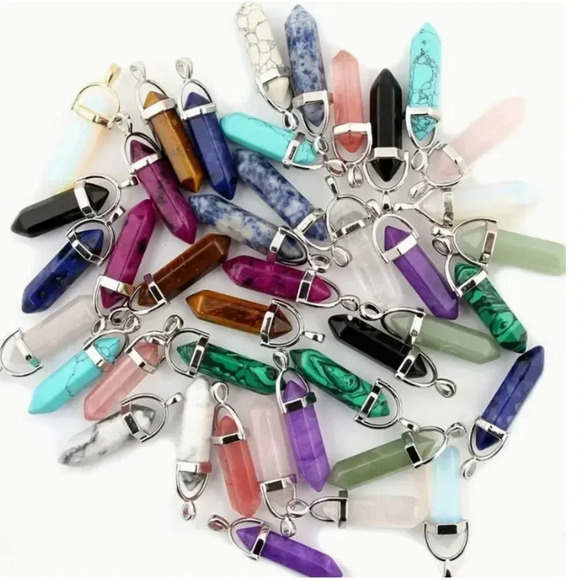 Multicolor Gemstone Chakra Set of FOUR Pendants & Chain Necklace - Picture 1 of 4